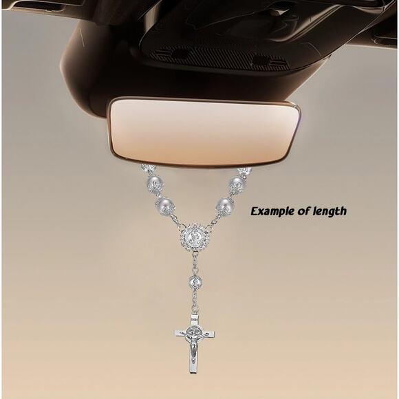 Car Auto Rearview Mirror Catholic Rosary Christian Religious Prayer Beads - Picture 4 of 5